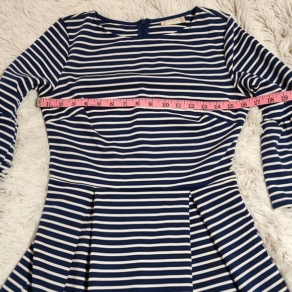 Altar'd State Cute Retro Sailor Dress Blue White Stripe Pleated Bell Sleeve Sz M - Picture 8 of 12